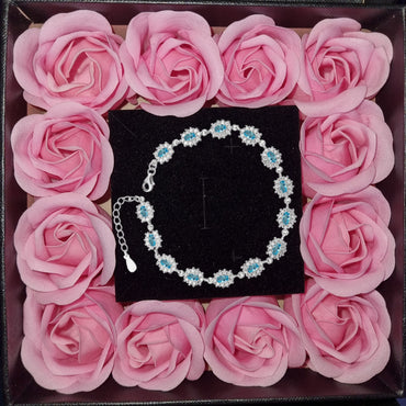 Luxory collection - Zirconia köves ezüst karkötő Aquamarine