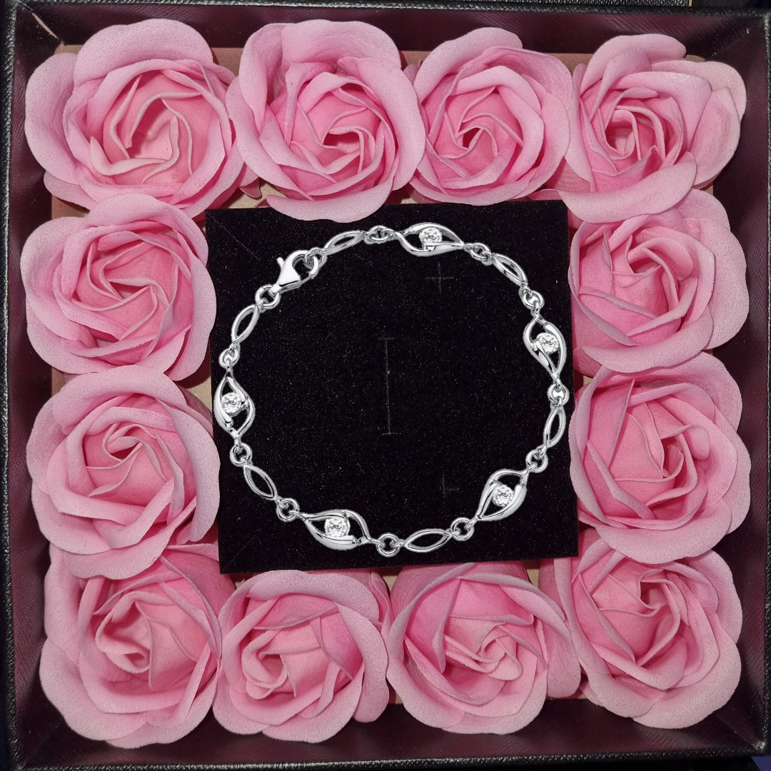 Luxory collection - Zirconia köves ezüst karkötő twist