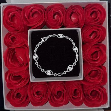 Luxory collection - Zirconia köves ezüst karkötő twist