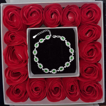 Luxory collection - Zirconia köves ezüst karkötő Emerald