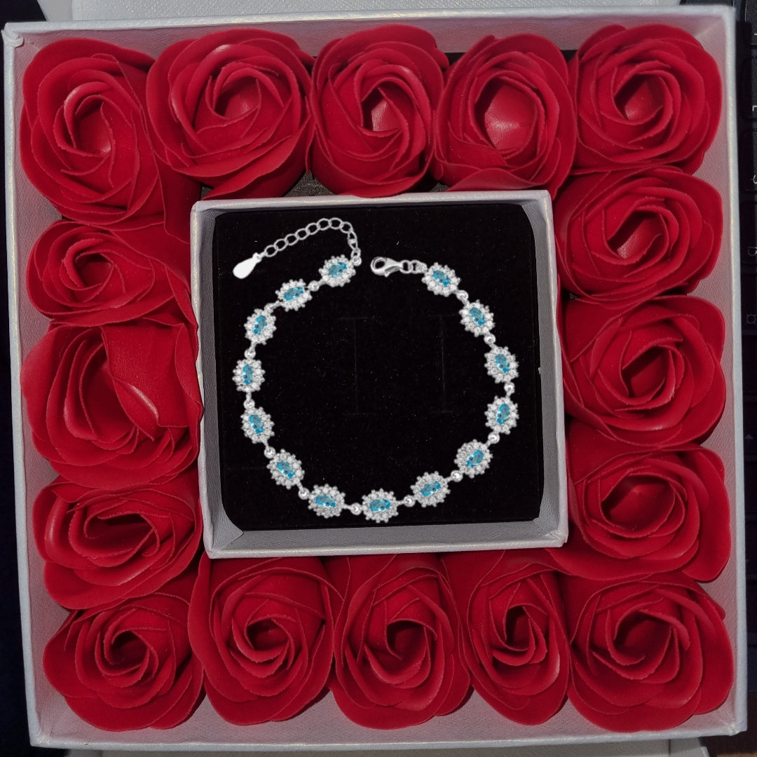 Luxory collection - Zirconia köves ezüst karkötő Aquamarine