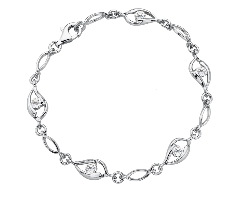 Luxory collection - Zirconia köves ezüst karkötő twist