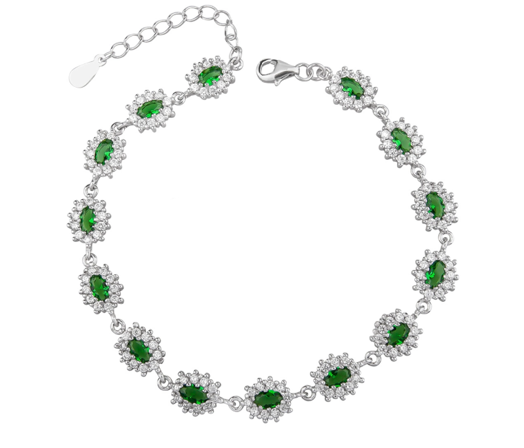 Luxory collection - Zirconia köves ezüst karkötő Emerald