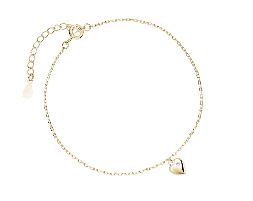 Heart collection - Zirconia köves ezüst karkötő (Aranyozott)