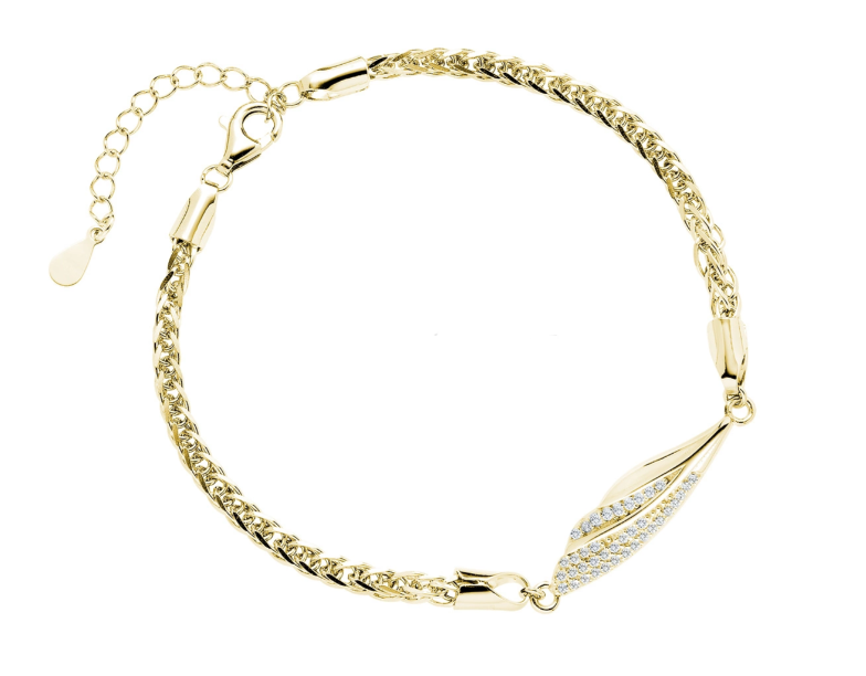 Luxory collection - Zirconia köves ezüst karkötő twist (Aranyozott)