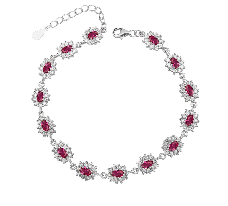 Luxory collection - Zirconia köves ezüst karkötő Ruby
