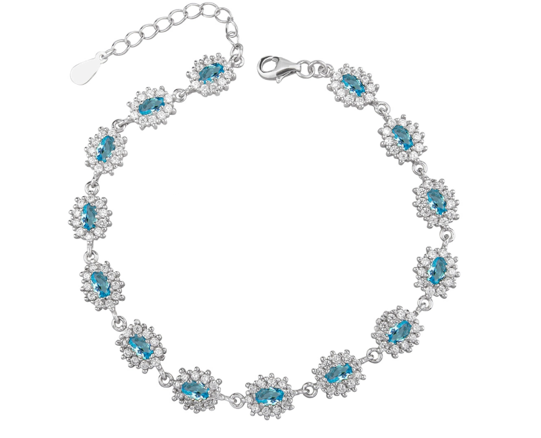 Luxory collection - Zirconia köves ezüst karkötő Aquamarine