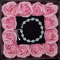 Luxory collection - Zirconia köves ezüst karkötő Aquamarine