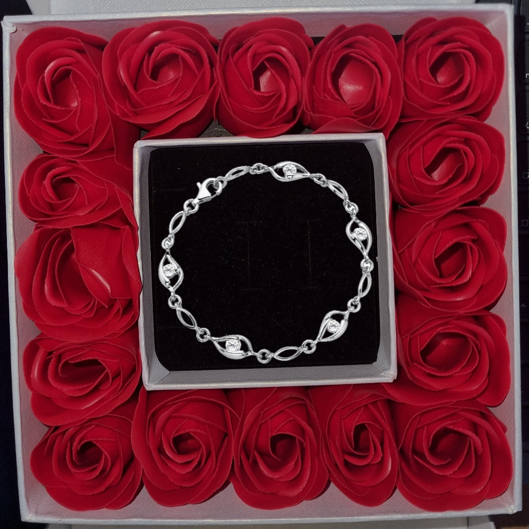 Luxory collection - Zirconia köves ezüst karkötő twist