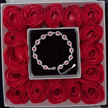 Luxory collection - Zirconia köves ezüst karkötő Ruby