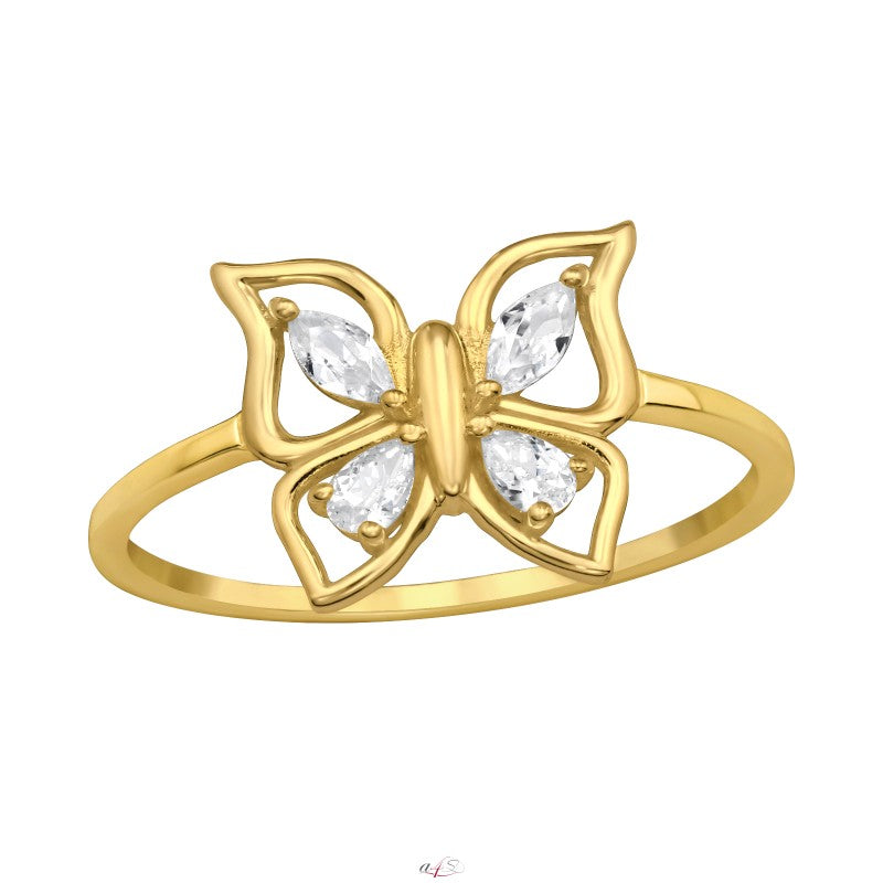 Butterfly - aranyozott ezüst gyűrű